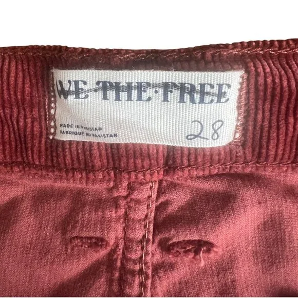 We The Free Riser Taker High Rise Straight Corduroy Pants Wine Womens 28